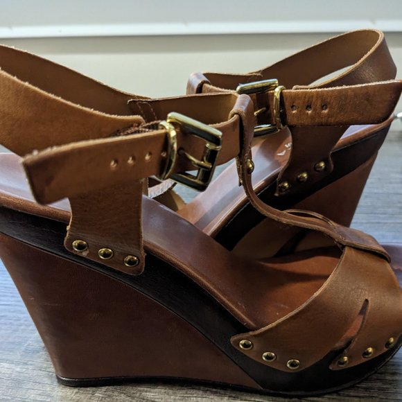 Carvela Kurt Geiger "Katey" Leather Platform Wedge Sandal Size 40 - Picture 4 of 5